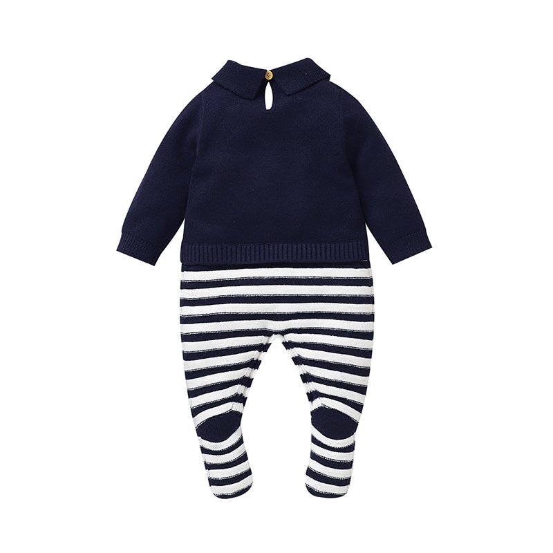 mimixiong 2024 fall Winter Warm car pattern Baby Clothes New Born Toddler Baby Knitted Pajamas long sleeve footie onesie Romper