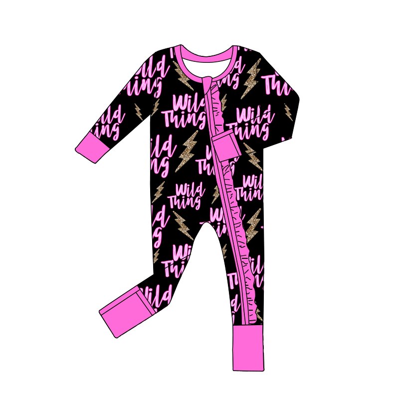 Hot Sale Cheap Factory Price Kids Clothing Bamboo Fabric Ruffled Lace Concealed Zipper Long Romper Soft Baby Winter Pajamas