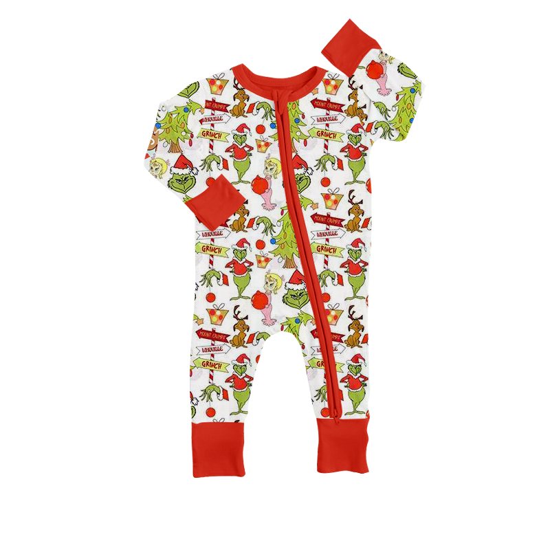 New design pre-order infants onesie clothing newborn zip sleepers baby christmas rompers