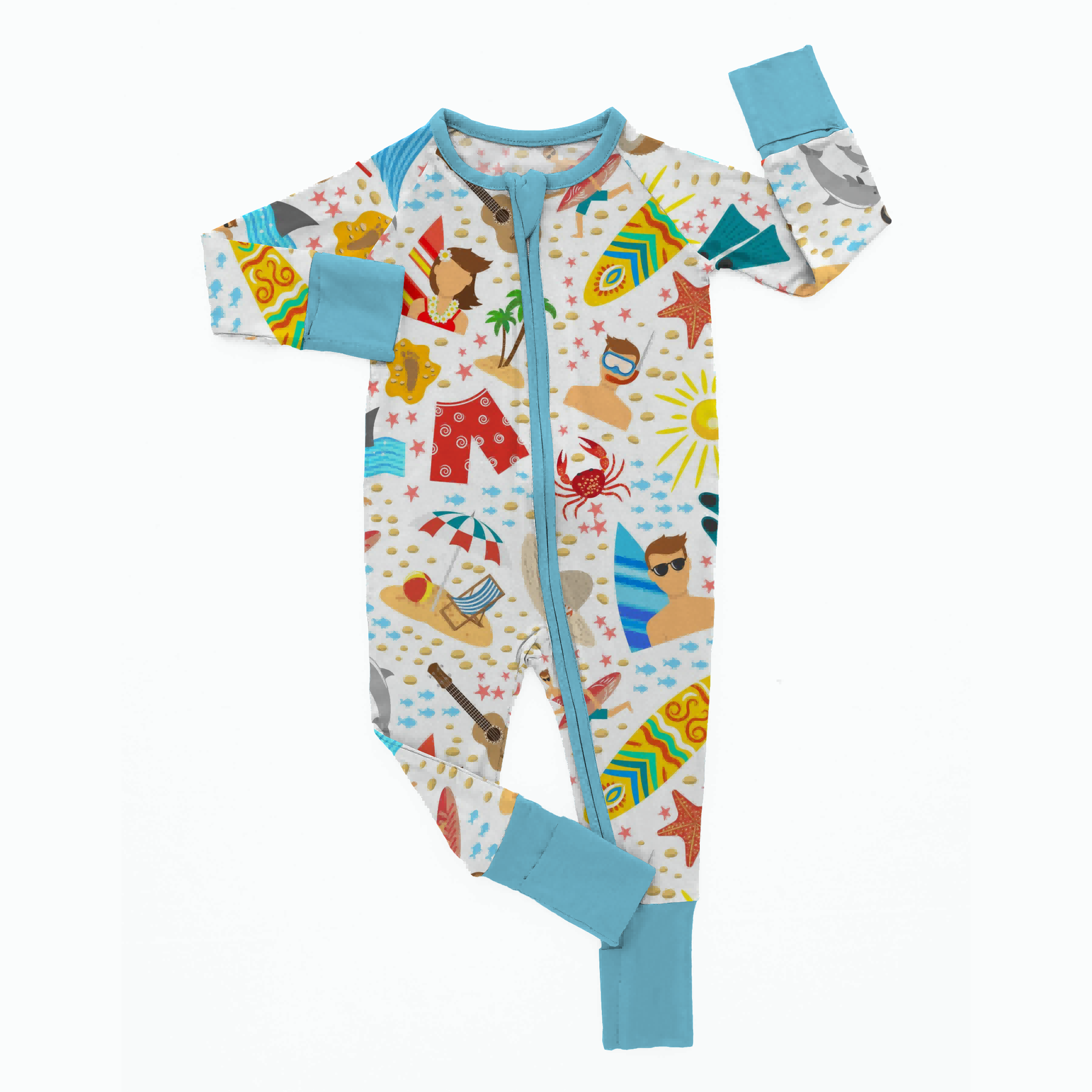 Custom Bamboo Newborn Baby Zipper Romper Fold Over Feet Clothes Baby Bamboo Footie Pajamas