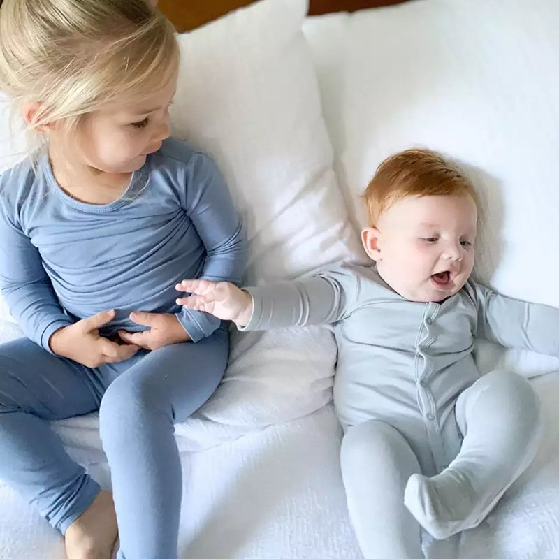 Spring Autumn Infant Toddler Unisex Bamboo Viscose Footie Double Zipper Solid Long Sleeves Overall Pajamas Baby Romper