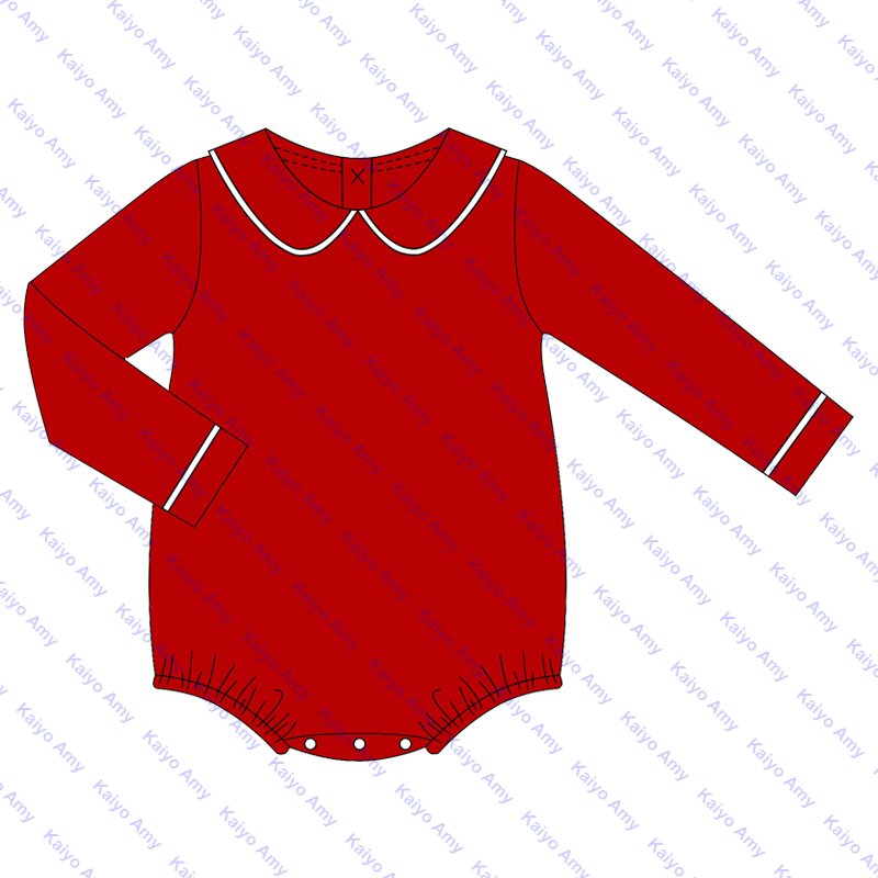 Embroidery baby girl romper with picot trim 95% cotton knit Christmas baby bubble rompers winter