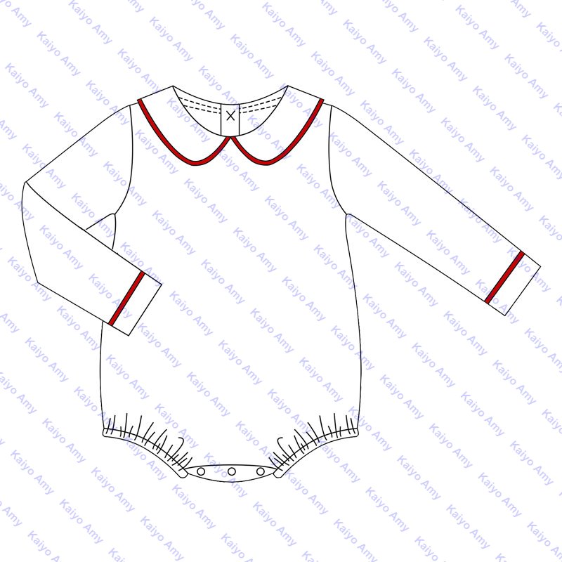 Embroidery baby girl romper with picot trim 95% cotton knit Christmas baby bubble rompers winter