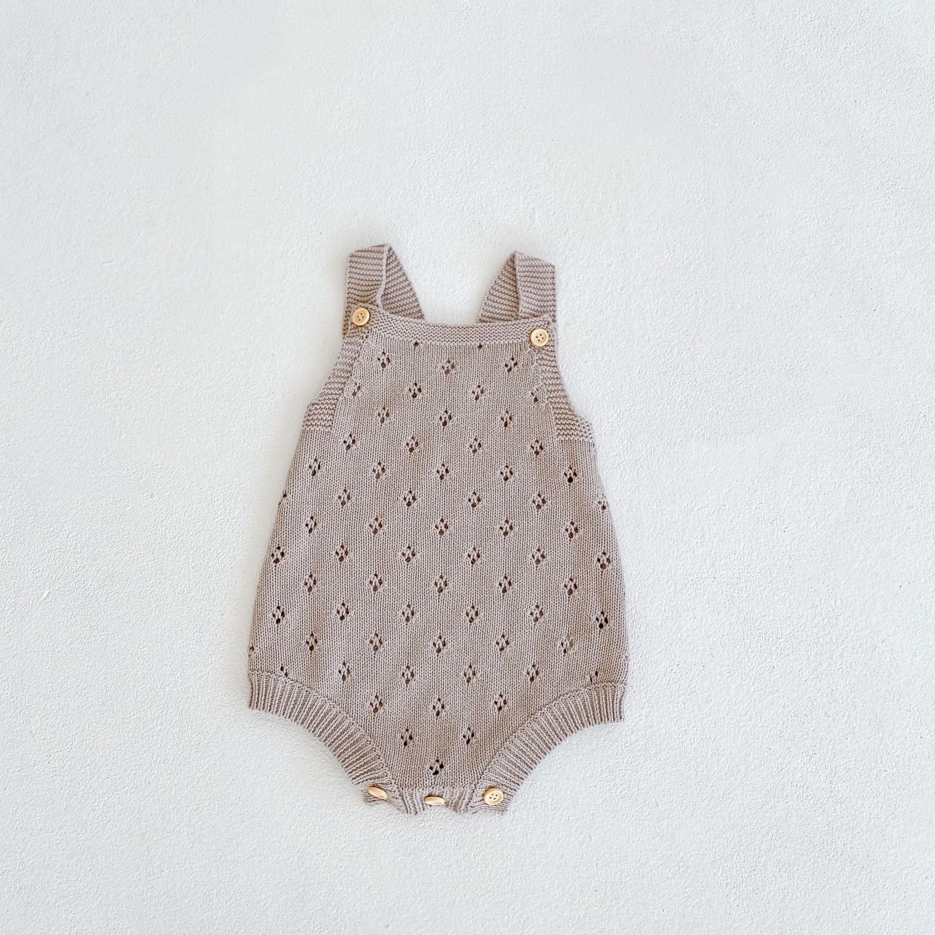 Factory New Arrival Cotton Summer Classic White Baby Infant Knitted Romper Kids' Clothing Solid Plain Cotton Knitting Romper