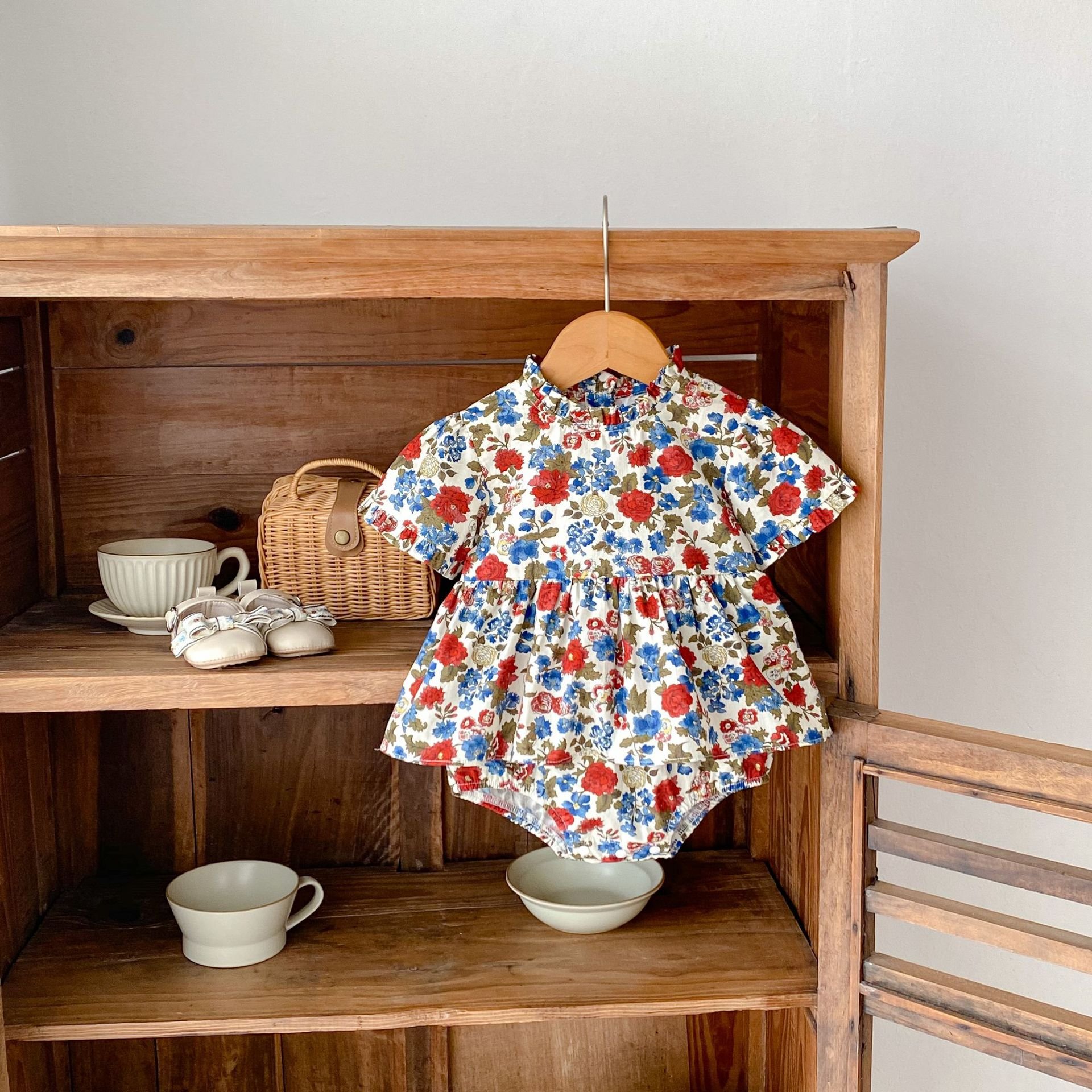 RTS Engepapa Summer Newborn Baby 100% Cotton Romper Infant Girls Flower Printed Bodysuits Short Sleeve Clothes Casual Romper