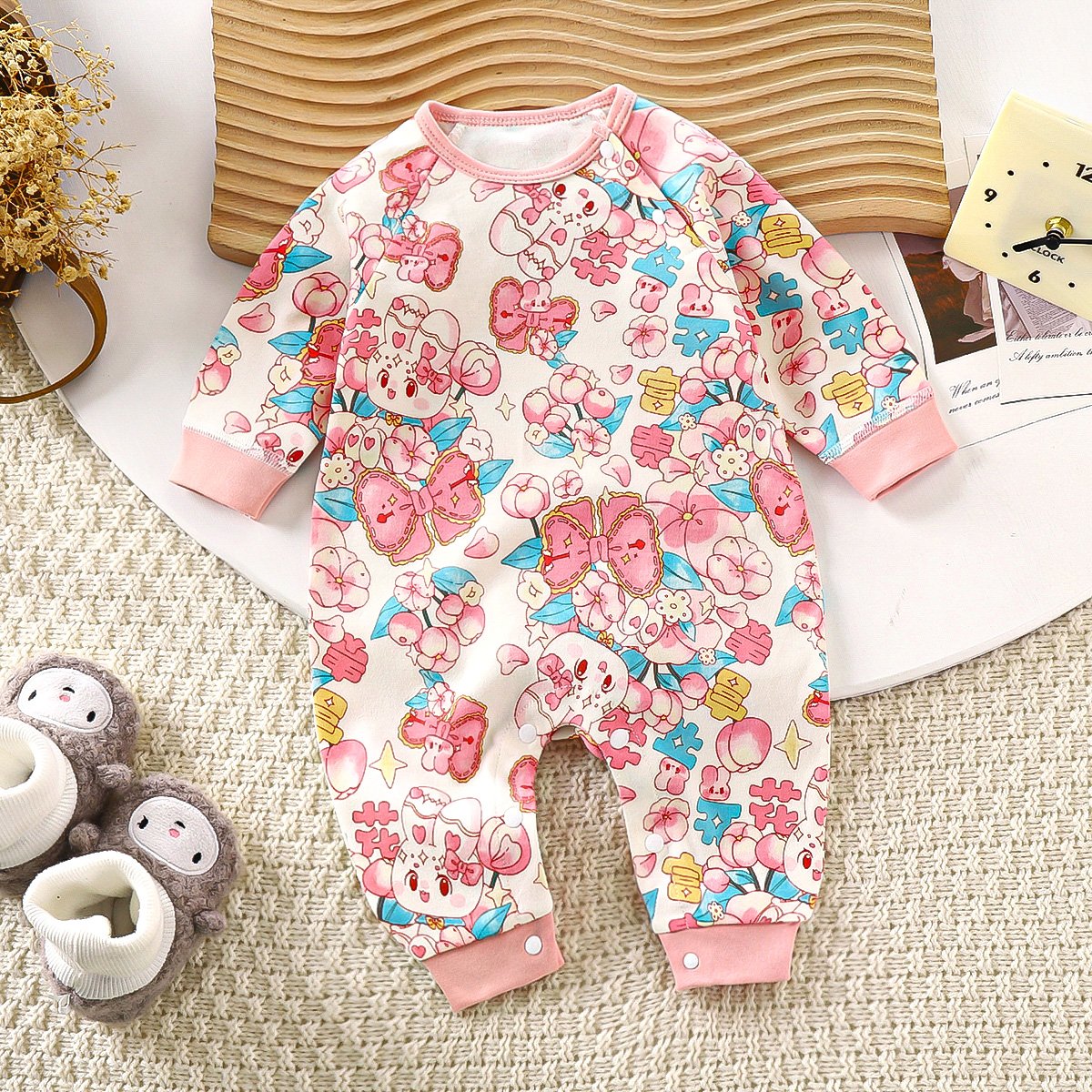 High Quality Knitted cotton Children Romper Cartoon Printed baby Cotton baby Romper for girls
