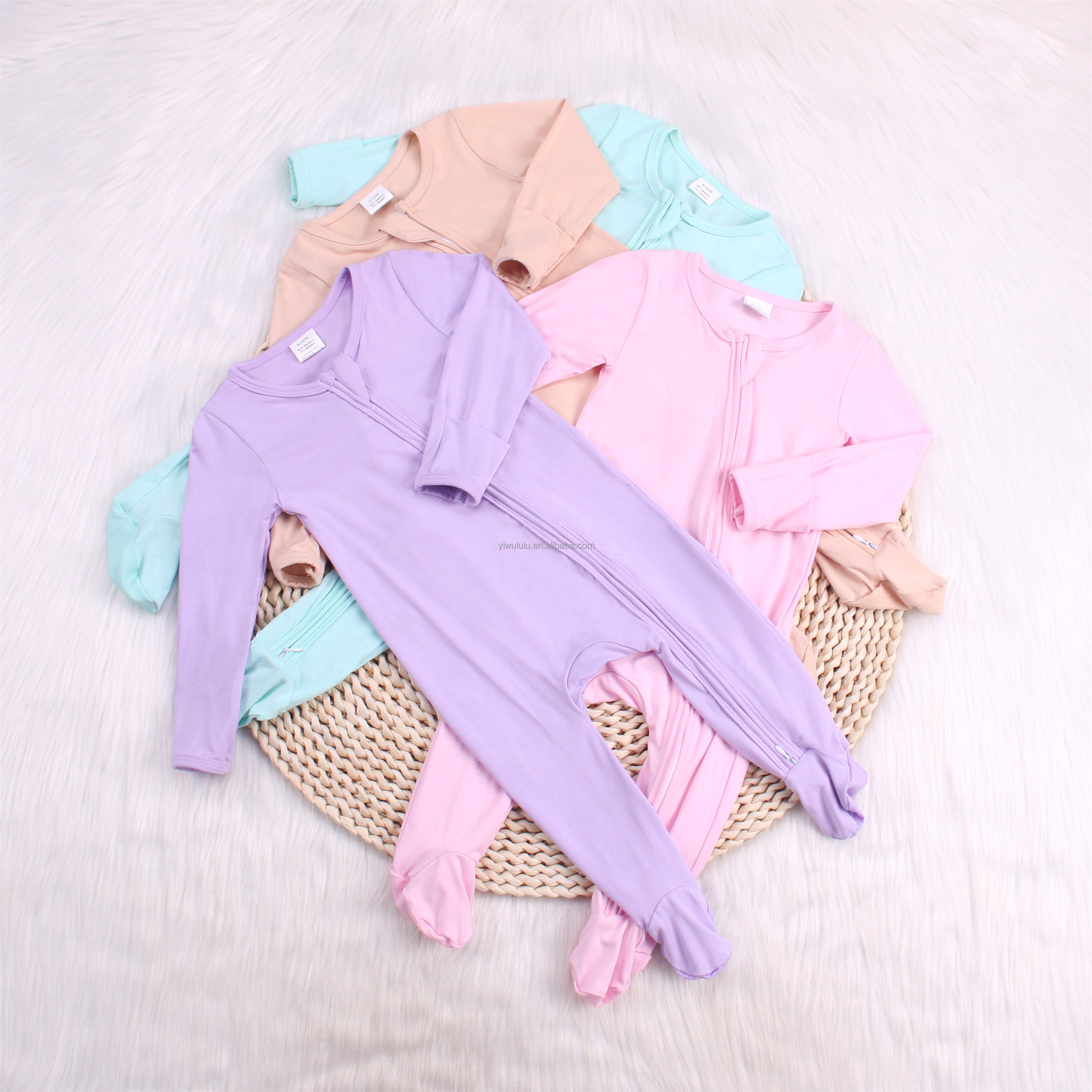 OEM Design Bamboo Breathable Baby Romper Long Sleeve Zippy Baby Footie Overall Bodysuit