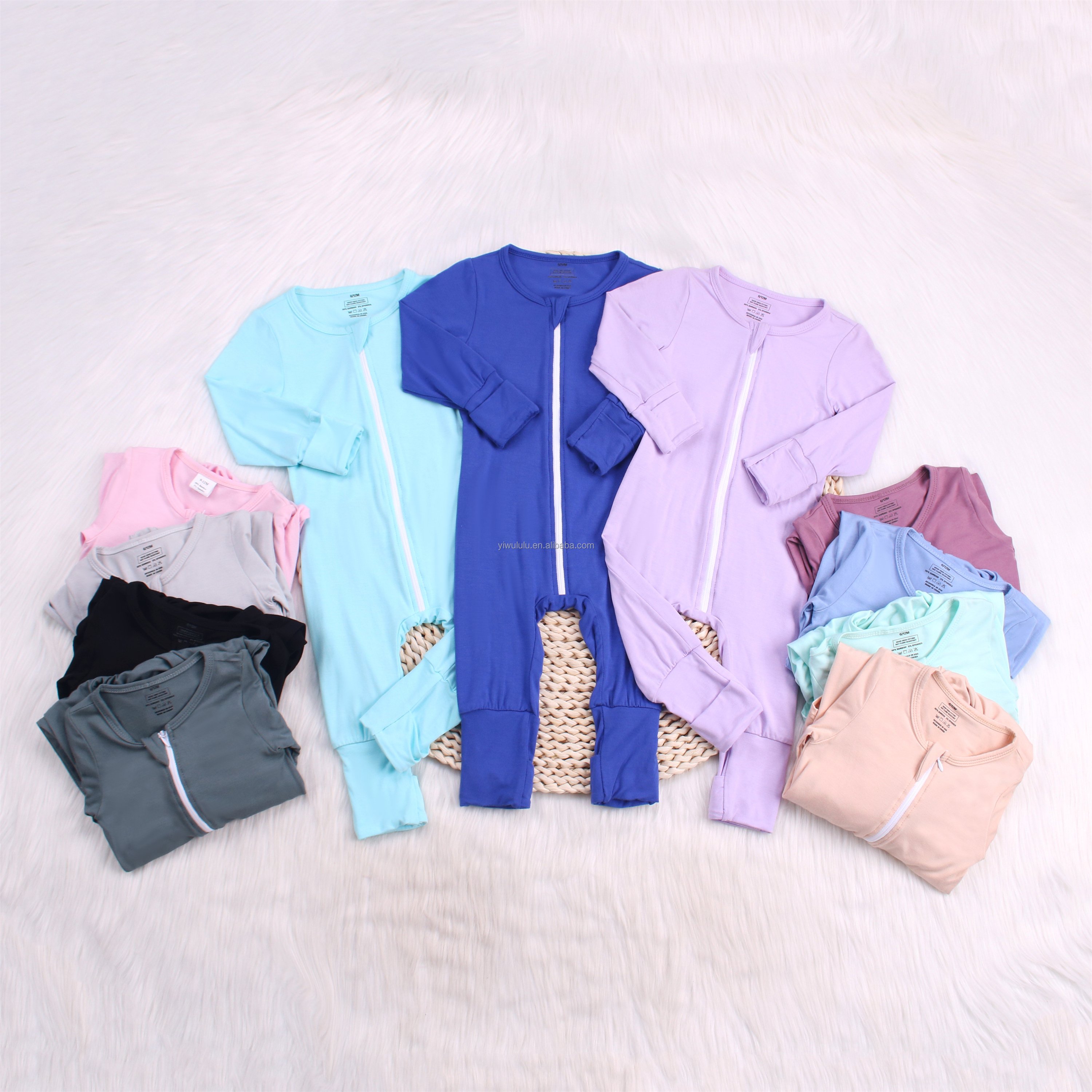OEM Design Bamboo Breathable Baby Romper Long Sleeve Zippy Baby Footie Overall Bodysuit