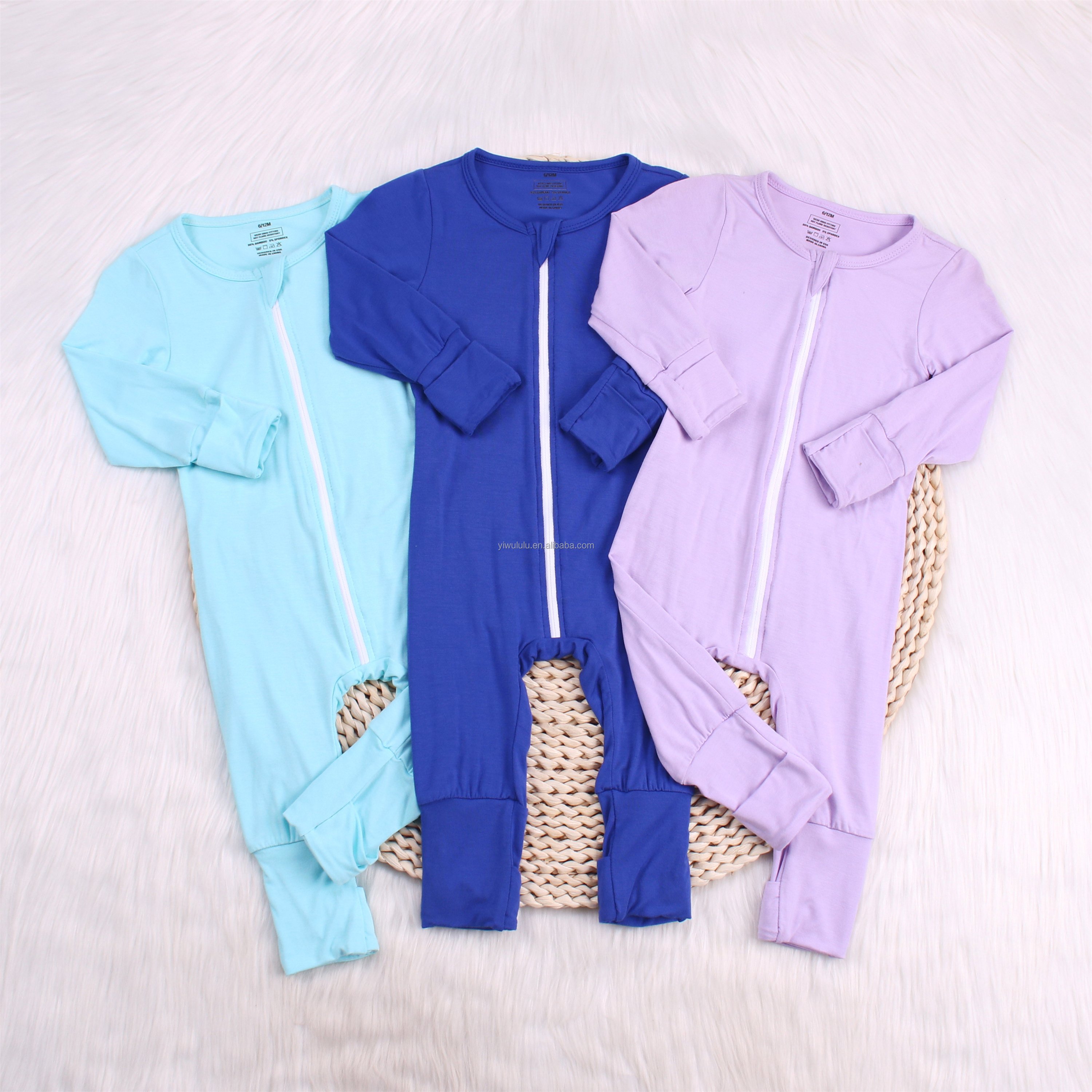 OEM Design Bamboo Breathable Baby Romper Long Sleeve Zippy Baby Footie Overall Bodysuit