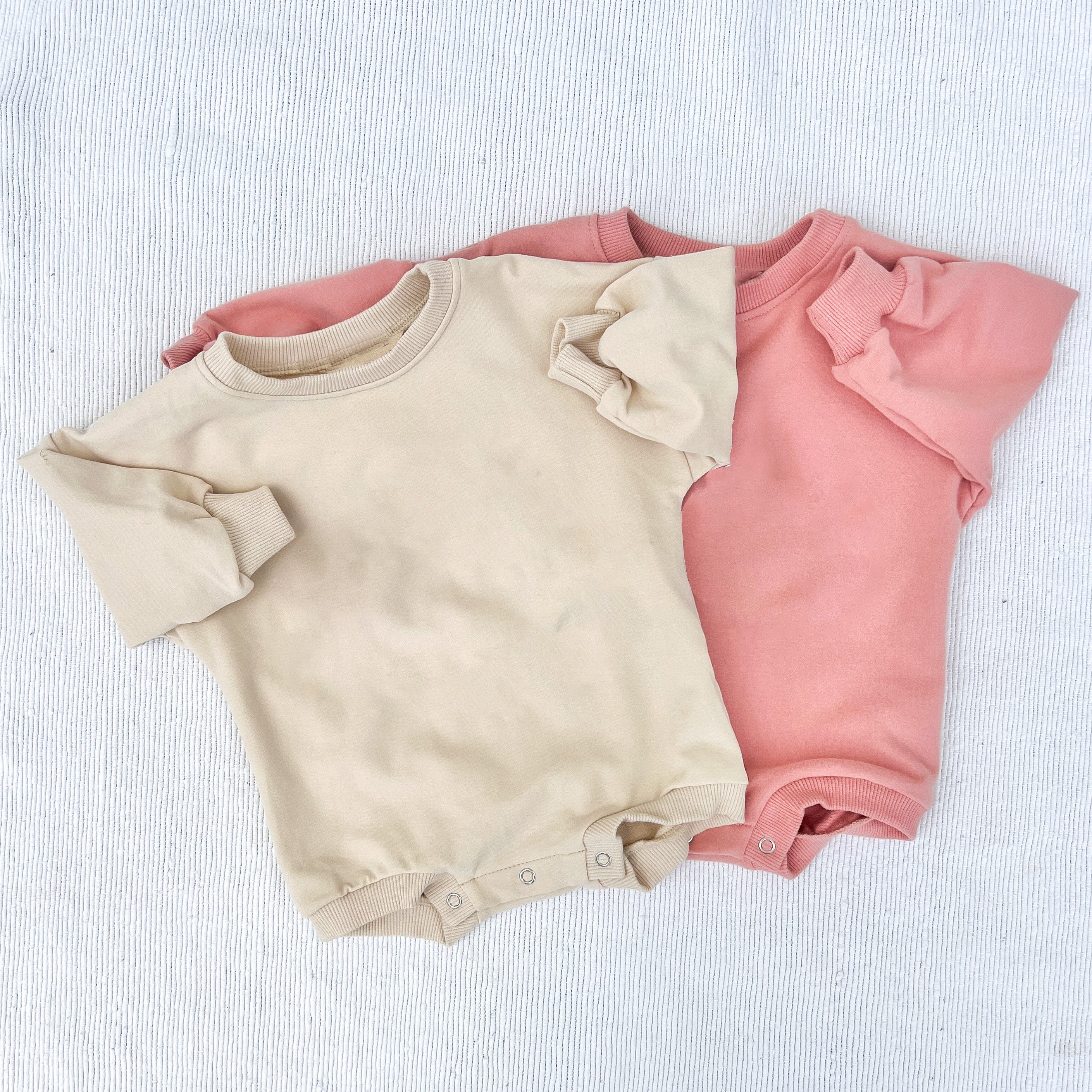 Customize Cotton Terry Baby Unisex Hoodie Bubble Baby Bodysuit Romper Long Sleeve Solid Color Cute Baby Rompers