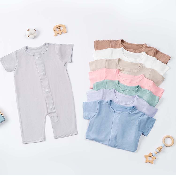 Toddler Clothes Magnetic Button Short Sleeve New Born Modal Cute Jumper Jumpsuits Baby Romper