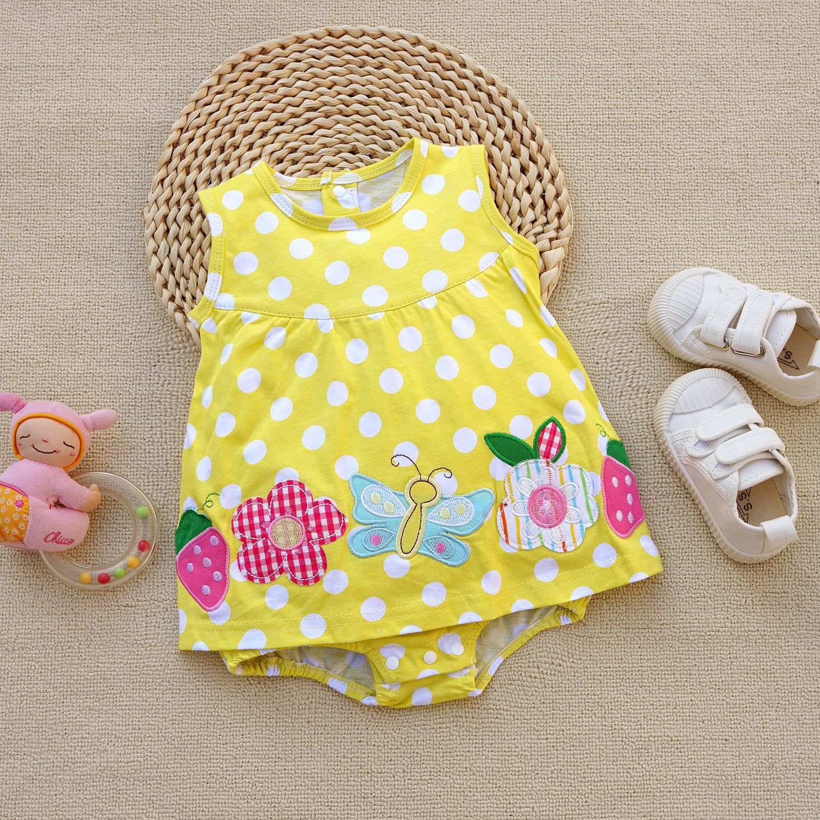 Summer Baby Girl 6-12m Sleeveless Romper Dress Boutique Pure Cotton Baby Girl Summer Jumpsuit