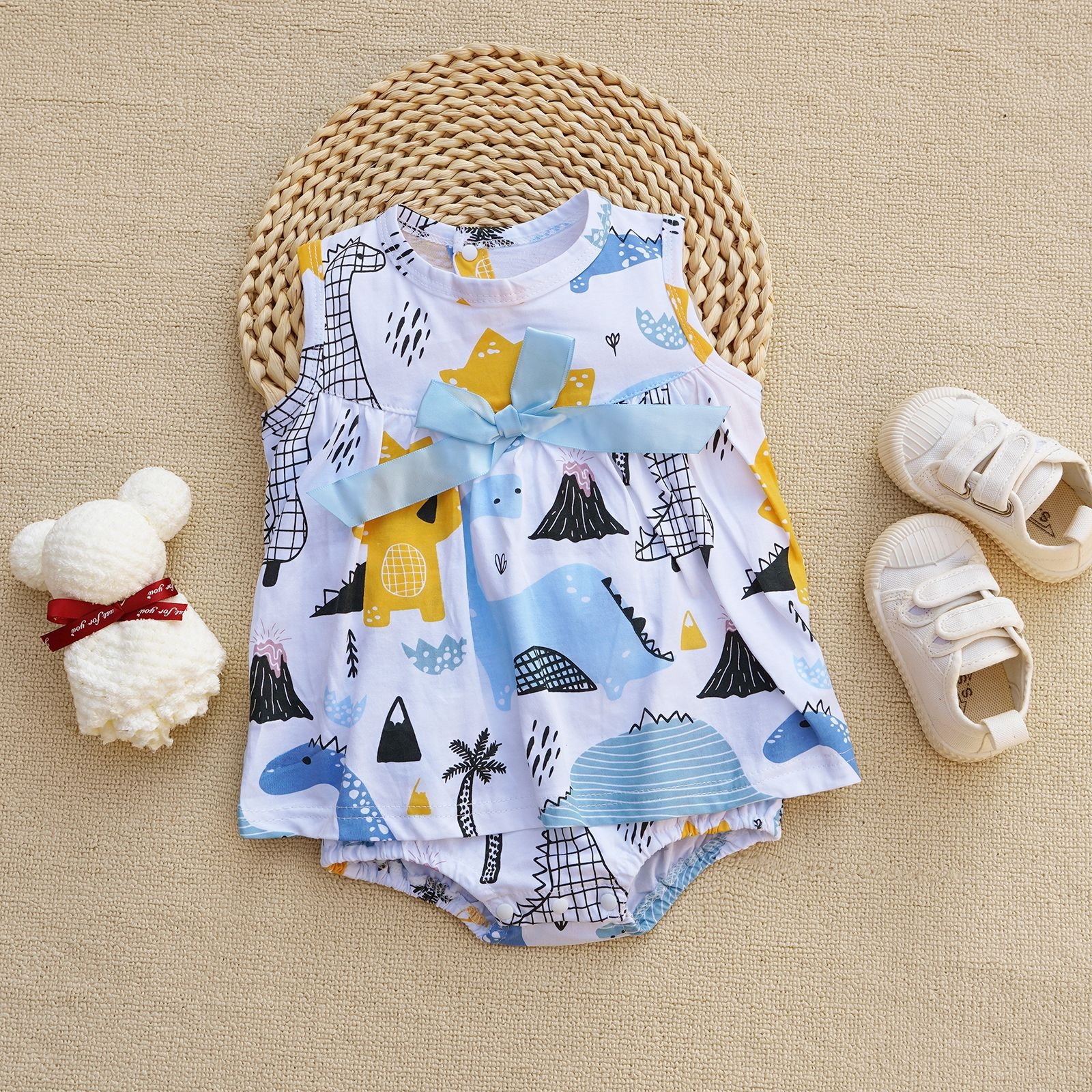 Summer Baby Girl 6-12m Sleeveless Romper Dress Boutique Pure Cotton Baby Girl Summer Jumpsuit