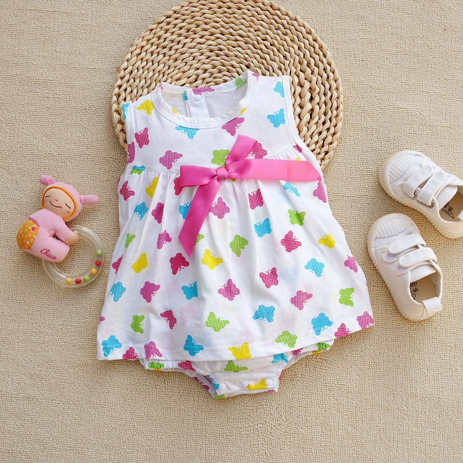 Summer Baby Girl 6-12m Sleeveless Romper Dress Boutique Pure Cotton Baby Girl Summer Jumpsuit