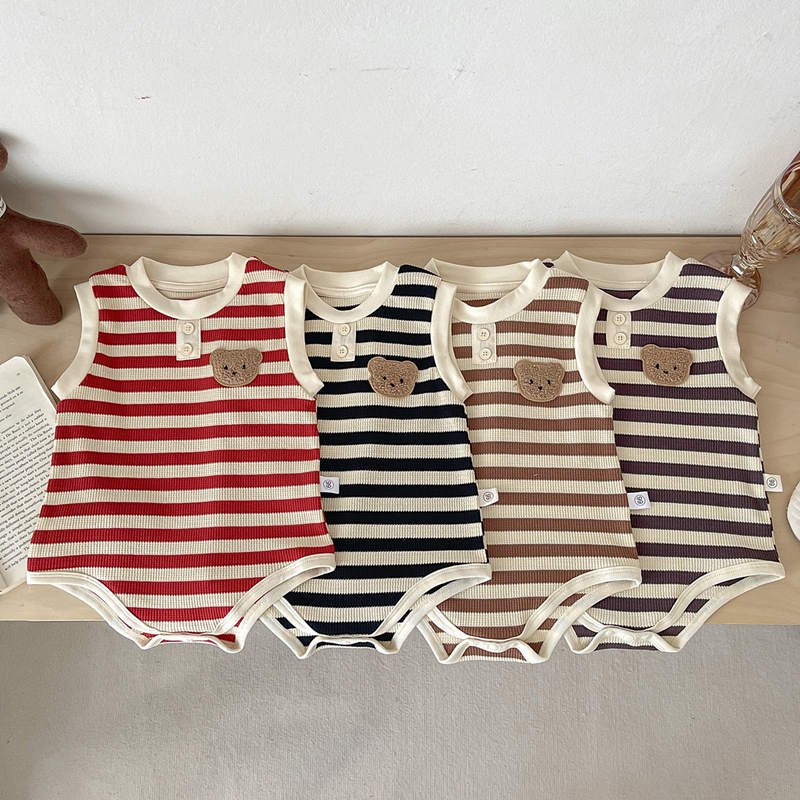 Summer Baby Girl Striped Rompers Toddlers Sleeveless Bodysuit Playsuit Baby Rompers