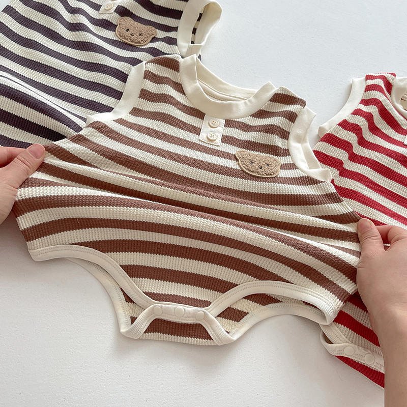 Summer Baby Girl Striped Rompers Toddlers Sleeveless Bodysuit Playsuit Baby Rompers