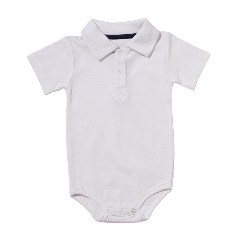High Quality Summer Newborns Baby Short Sleeved Polo Rompers Wholesale Infant White Clothes Birthday Party Dress