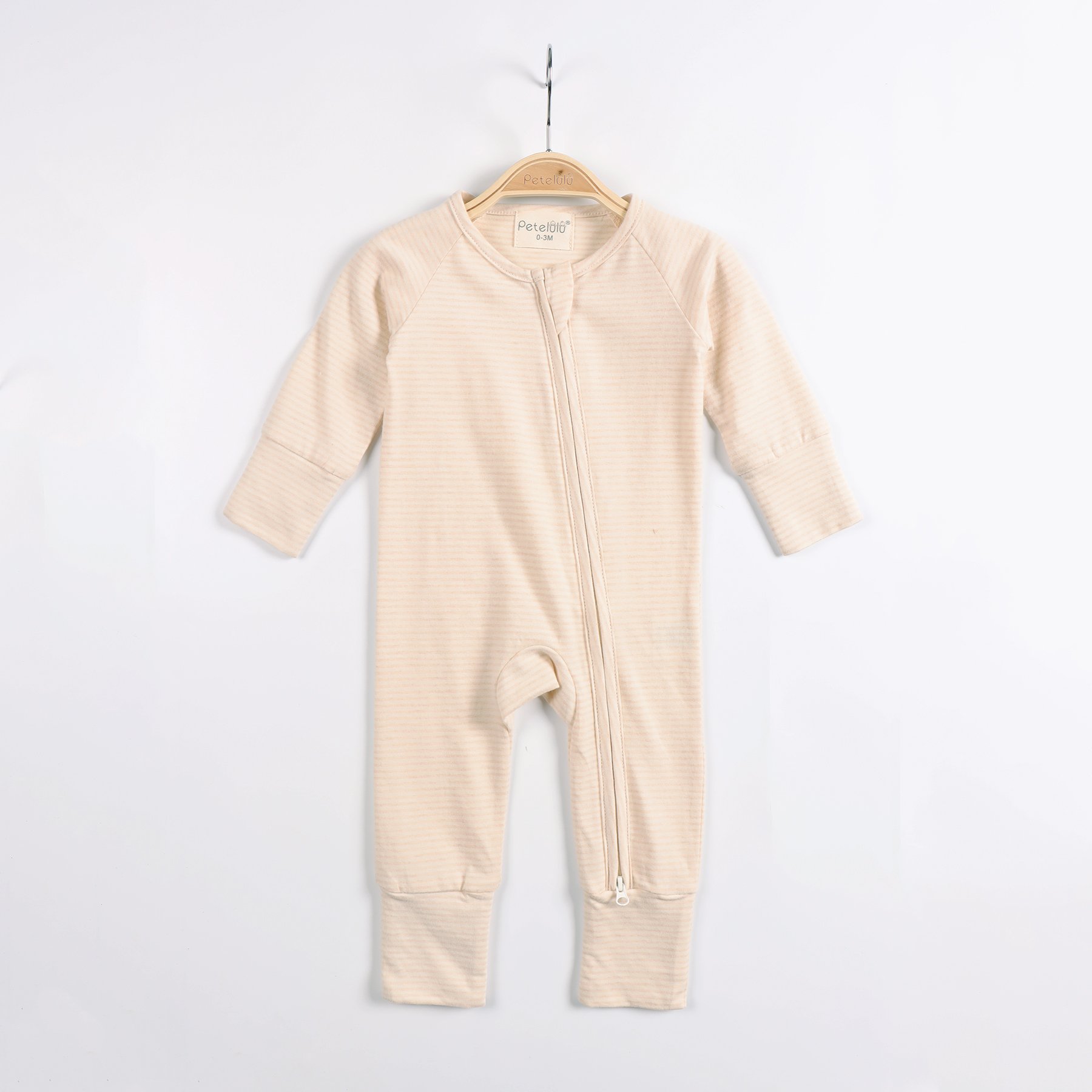 Custom organic Cotton Zipper Baby Romper fold Footie outdoor Newborn Baby Clothes