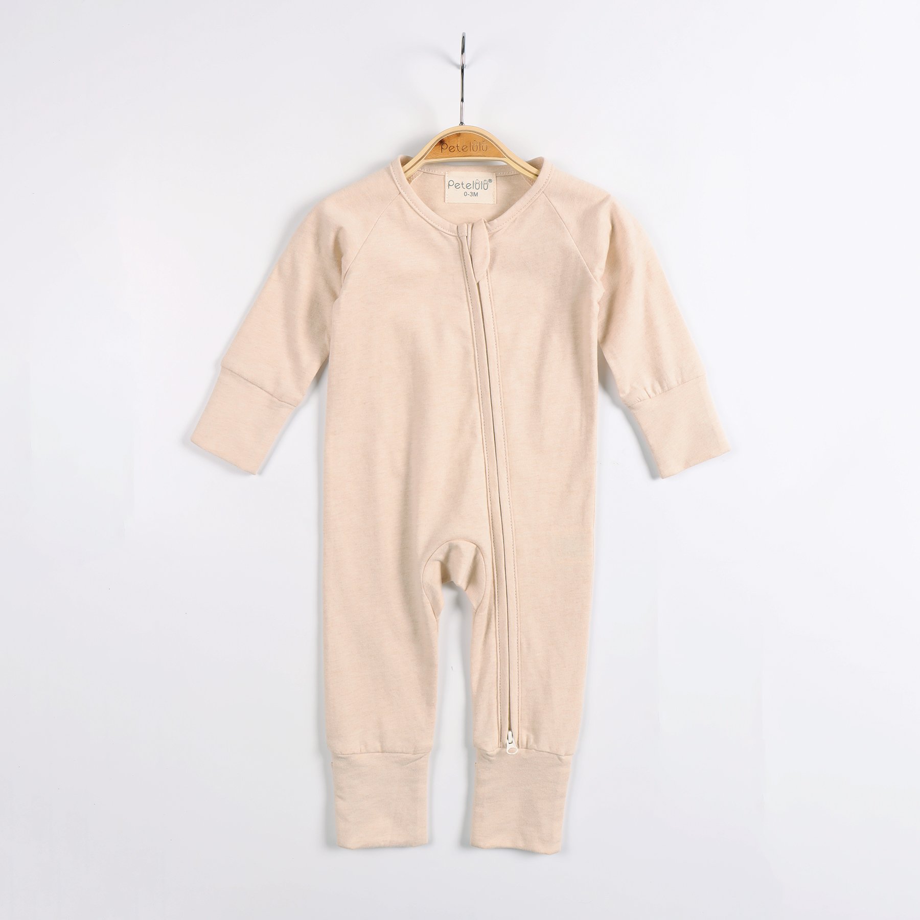 Custom organic Cotton Zipper Baby Romper fold Footie outdoor Newborn Baby Clothes