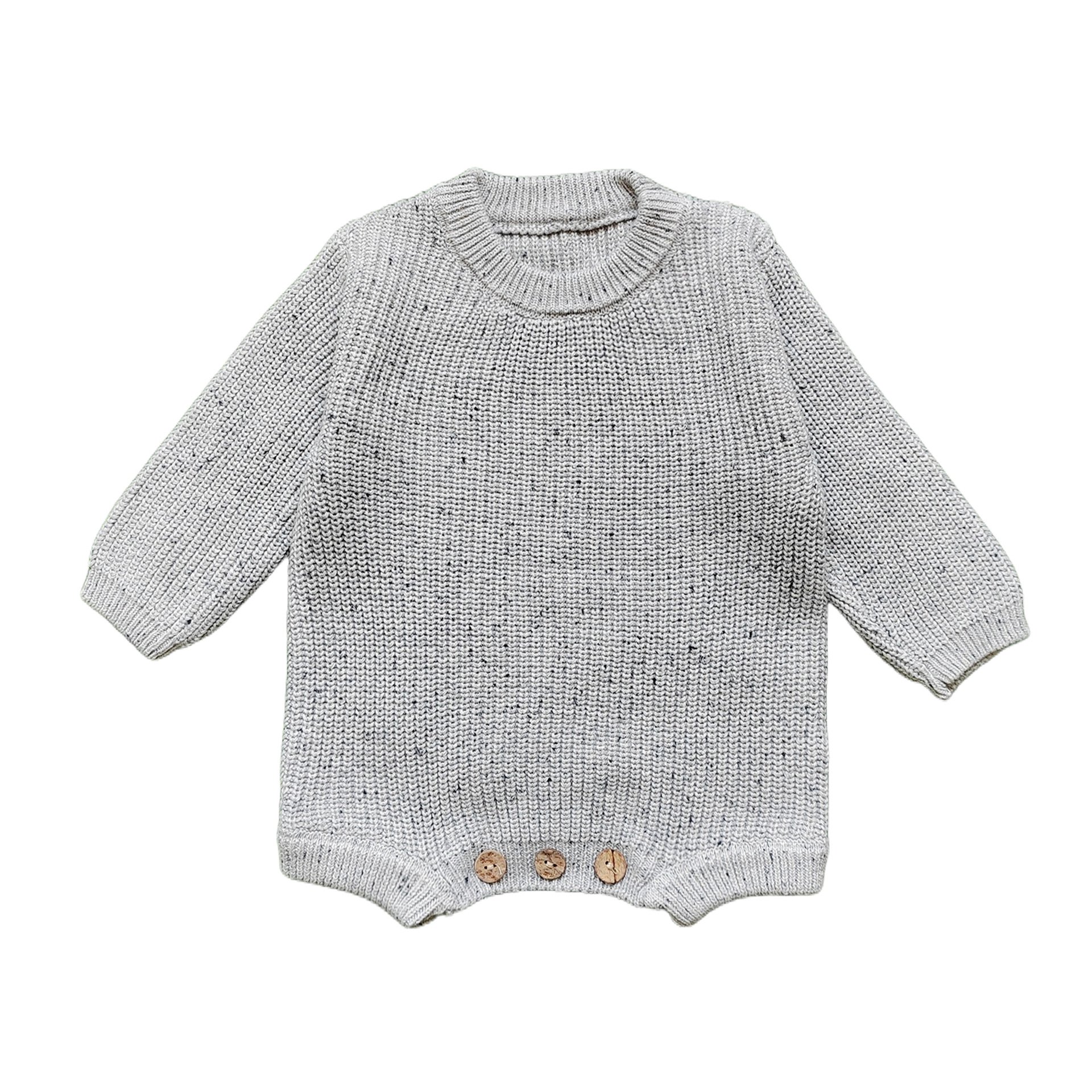 Mia Factory Custom Name Baby Romper with Hand Embroidery Sweater knitted jumpsuit for winter