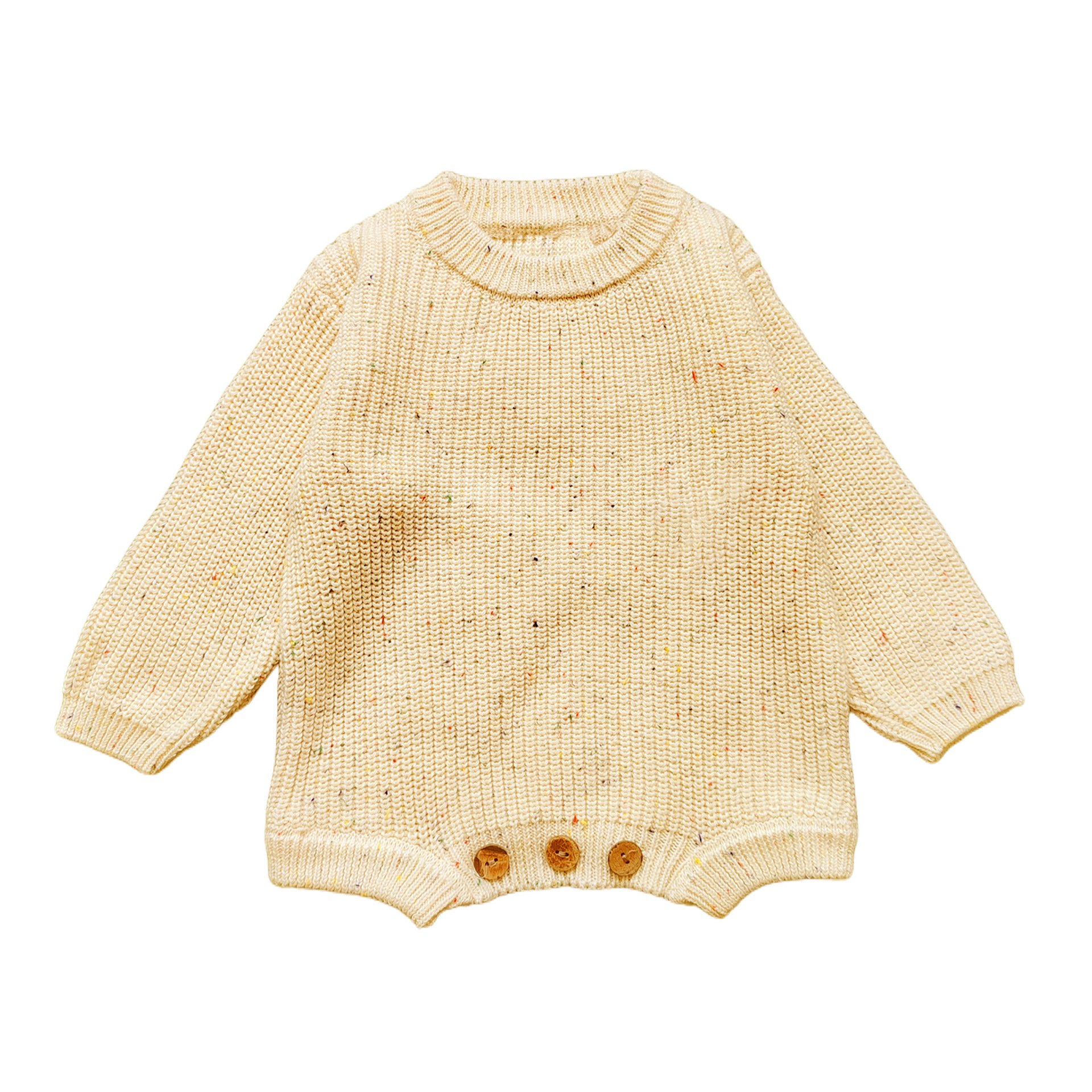 Mia Factory Custom Name Baby Romper with Hand Embroidery Sweater knitted jumpsuit for winter