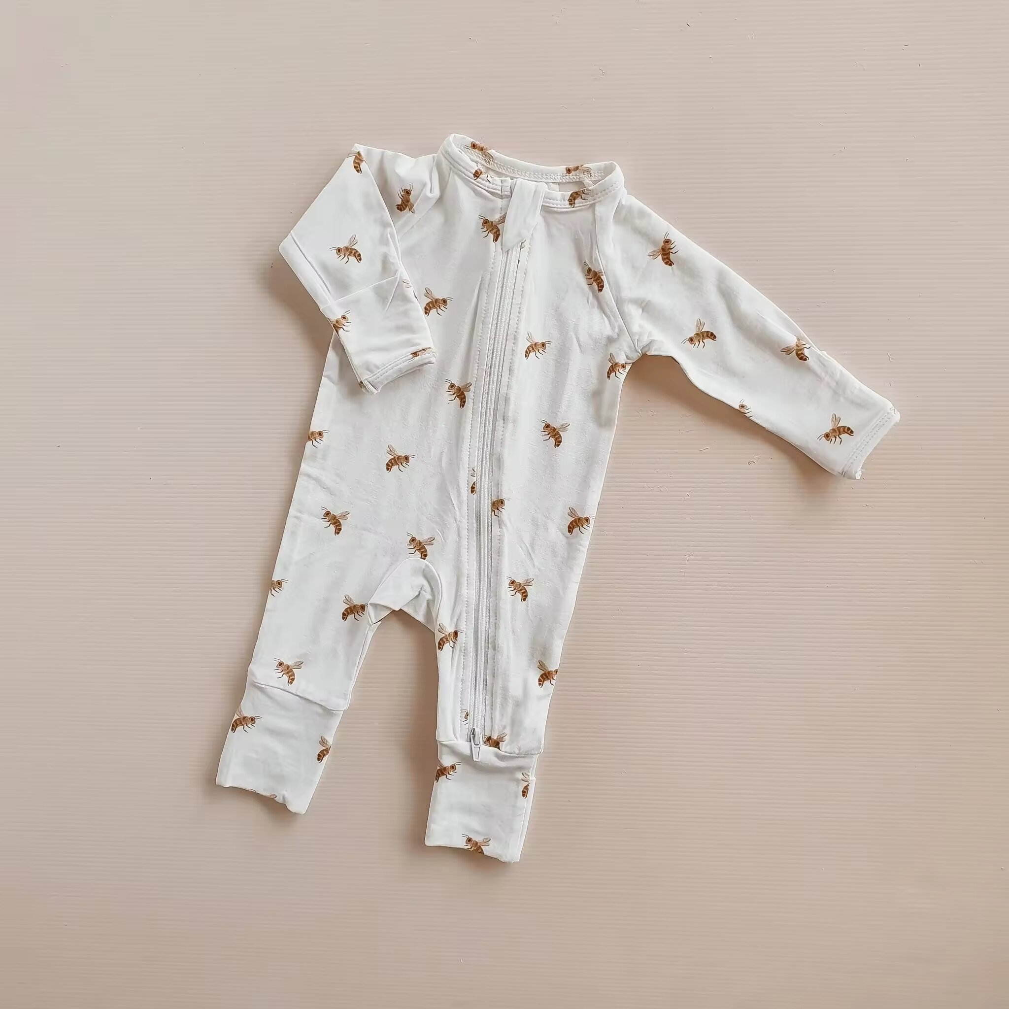 Custom Kids Two Zipper Viscose Baby Footie Pajamas Romper Zipsuit Outfit Newborn Long Sleeve Bamboo Baby Romper