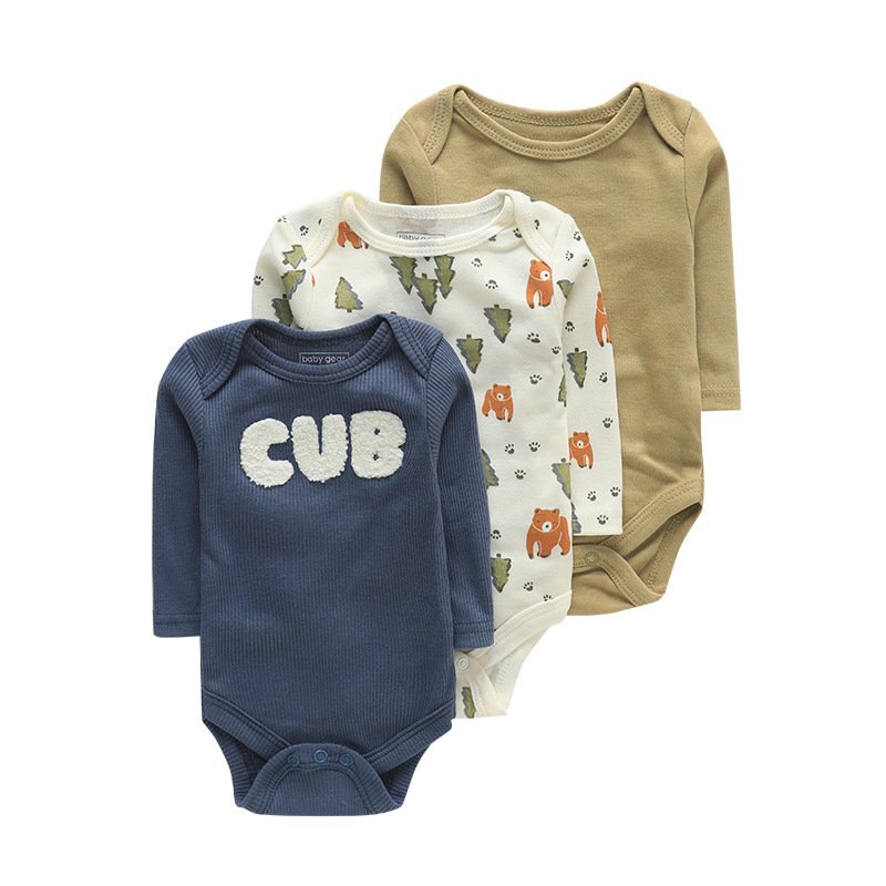 Wholesale Ribbed Baby Romper Long Sleeve Fold Over Cuff Snap Crotch Newborn Baby Bodysuit Romper