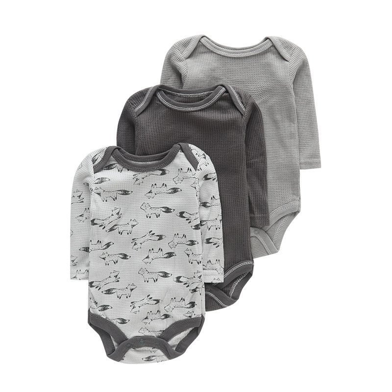 Wholesale Ribbed Baby Romper Long Sleeve Fold Over Cuff Snap Crotch Newborn Baby Bodysuit Romper