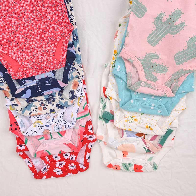 Factory Cheap Price Summer 0-24 Months Baby Clothing Sleeveless Baby Onesie 100% Cotton Baby Girl Bodysuit
