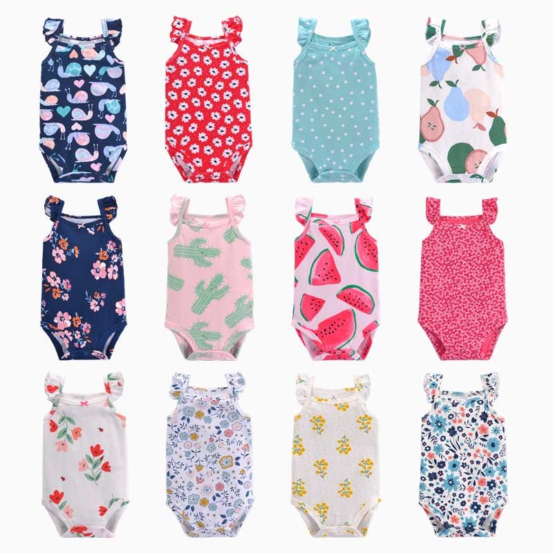 Factory Cheap Price Summer 0-24 Months Baby Clothing Sleeveless Baby Onesie 100% Cotton Baby Girl Bodysuit