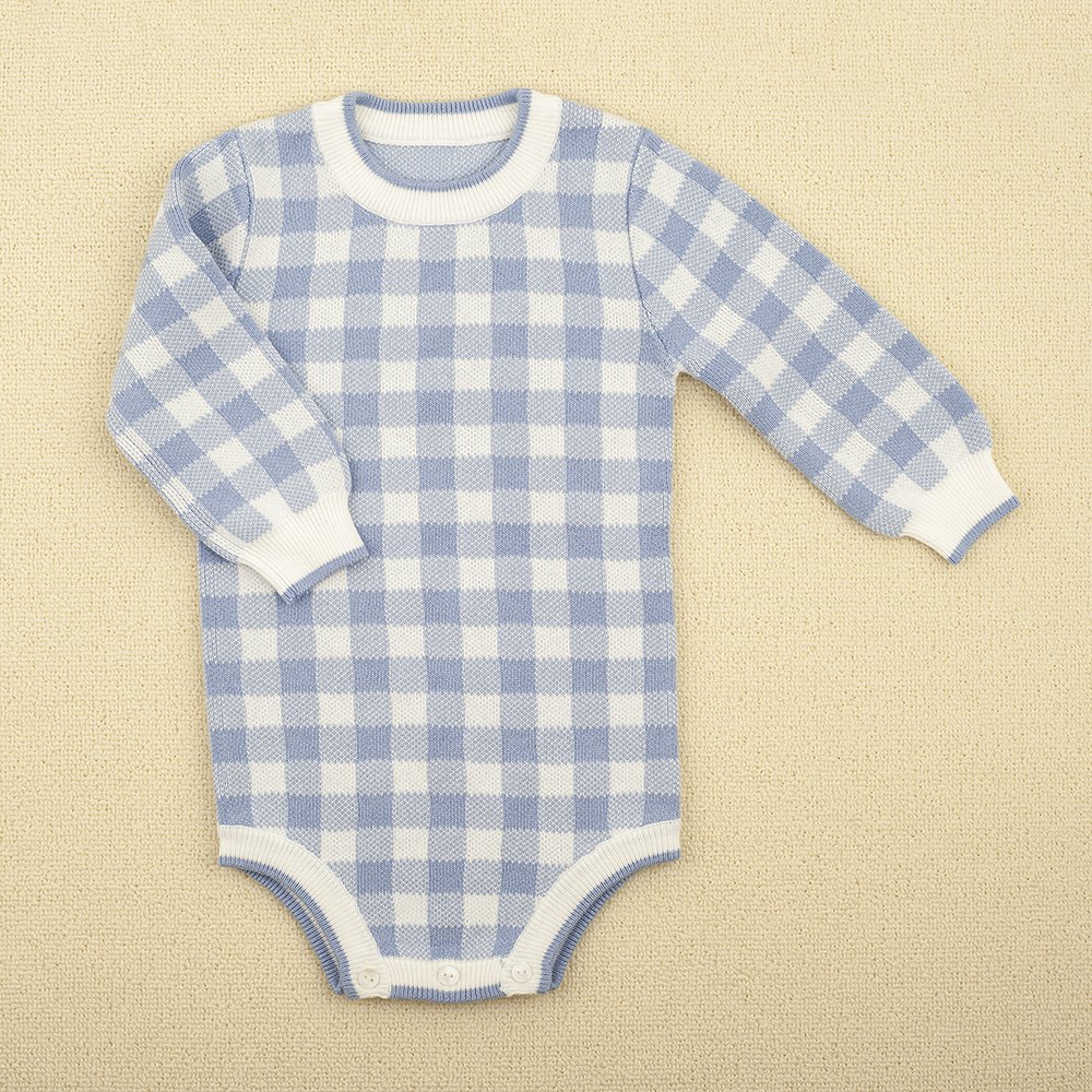 Fashion Newborn Baby Fall Winter Plaid Knitted Sweater Romper Long Sleeve Jumpsuit baby knit rompers