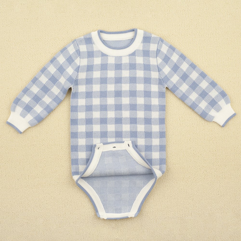 Fashion Newborn Baby Fall Winter Plaid Knitted Sweater Romper Long Sleeve Jumpsuit baby knit rompers