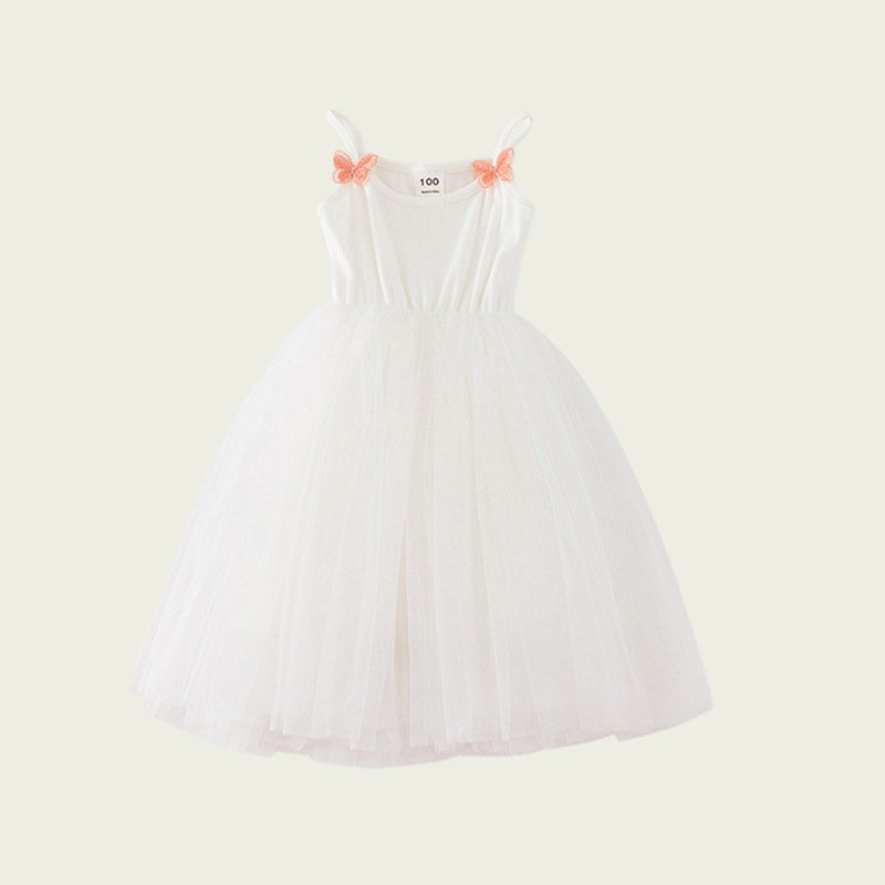 HIPPO KIDS Summer Suspender Skirt Butterfly Baby Tulle Dress 6 Colors Spaghetti Strap Girls Frock