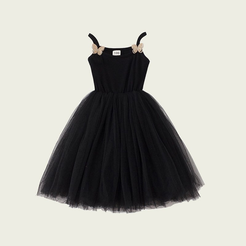 HIPPO KIDS Summer Suspender Skirt Butterfly Baby Tulle Dress 6 Colors Spaghetti Strap Girls Frock