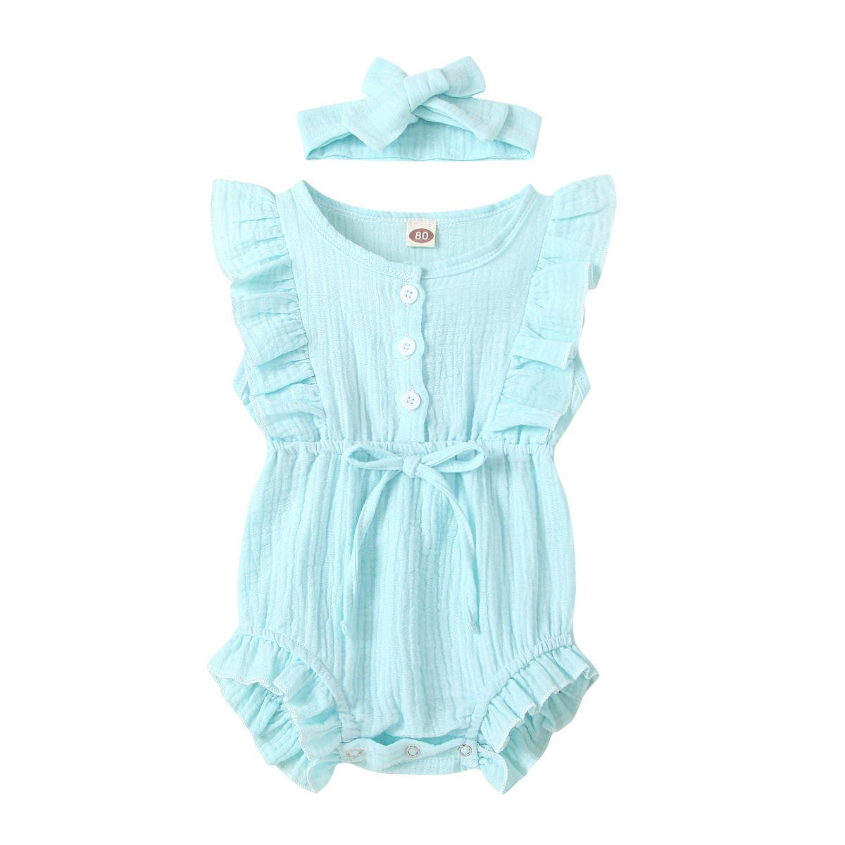OEM Service High Quality 100% Cotton Fabric Cotton Material Baby Romper Set Rompers