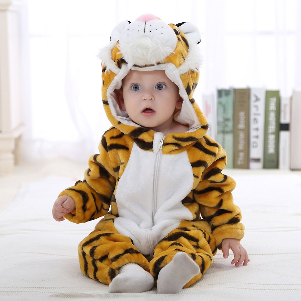 Winter 70CM-120CM Cosplay Kids Hooded jumpsuit Unisex Infant Animal Newborn Baby Rompers