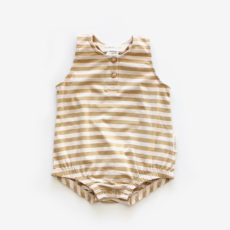 Wholesale Custom Children Baby Kid Yellow Jumpsuit Toddlers Unisex Sleeveless Romper