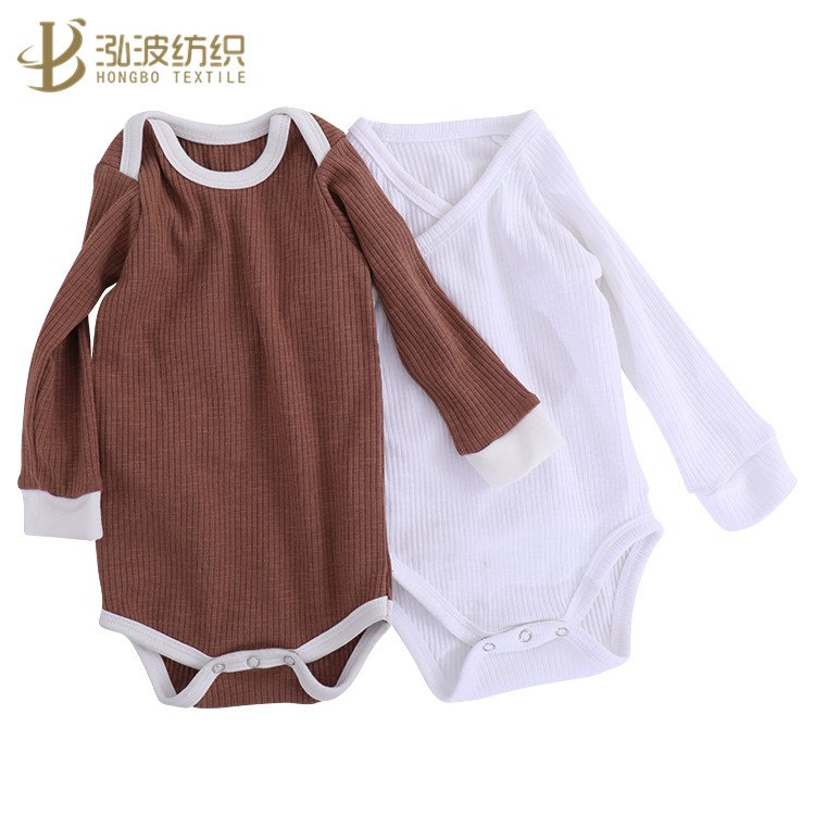 Wholesale cute new born baby clothes 100% cotton soft knit short/long sleeves boutique plain baby romper