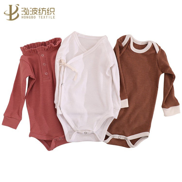 Wholesale cute new born baby clothes 100% cotton soft knit short/long sleeves boutique plain baby romper
