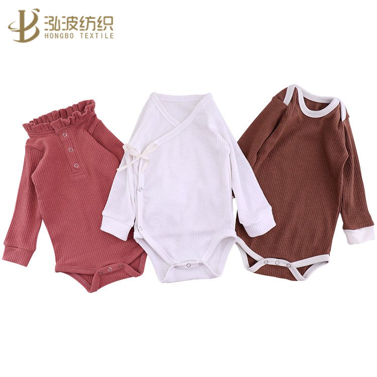 Wholesale cute new born baby clothes 100% cotton soft knit short/long sleeves boutique plain baby romper