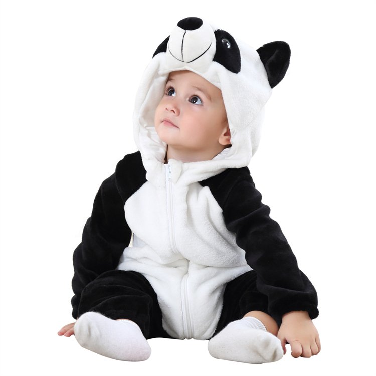 BETTERFUN Most Popular Cartoon Panada Long-Sleeved Flannel Bodysuit Baby Rompers