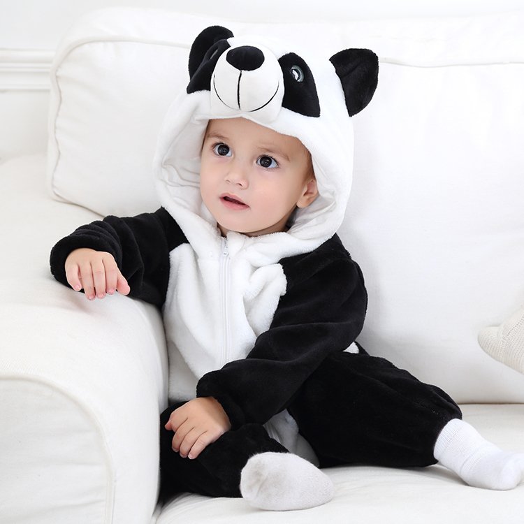 BETTERFUN Most Popular Cartoon Panada Long-Sleeved Flannel Bodysuit Baby Rompers