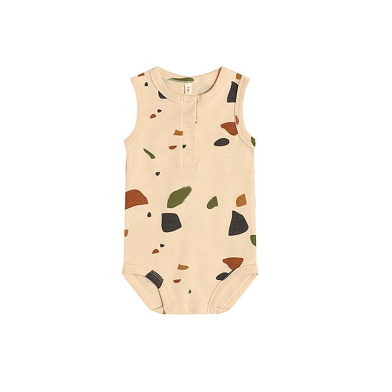 iBaifei Custom Summer Newborn Boys' Girls' Knitted Zipper Bamboo Organic Cotton Short Sleeve Rompers Baby Clothes Set