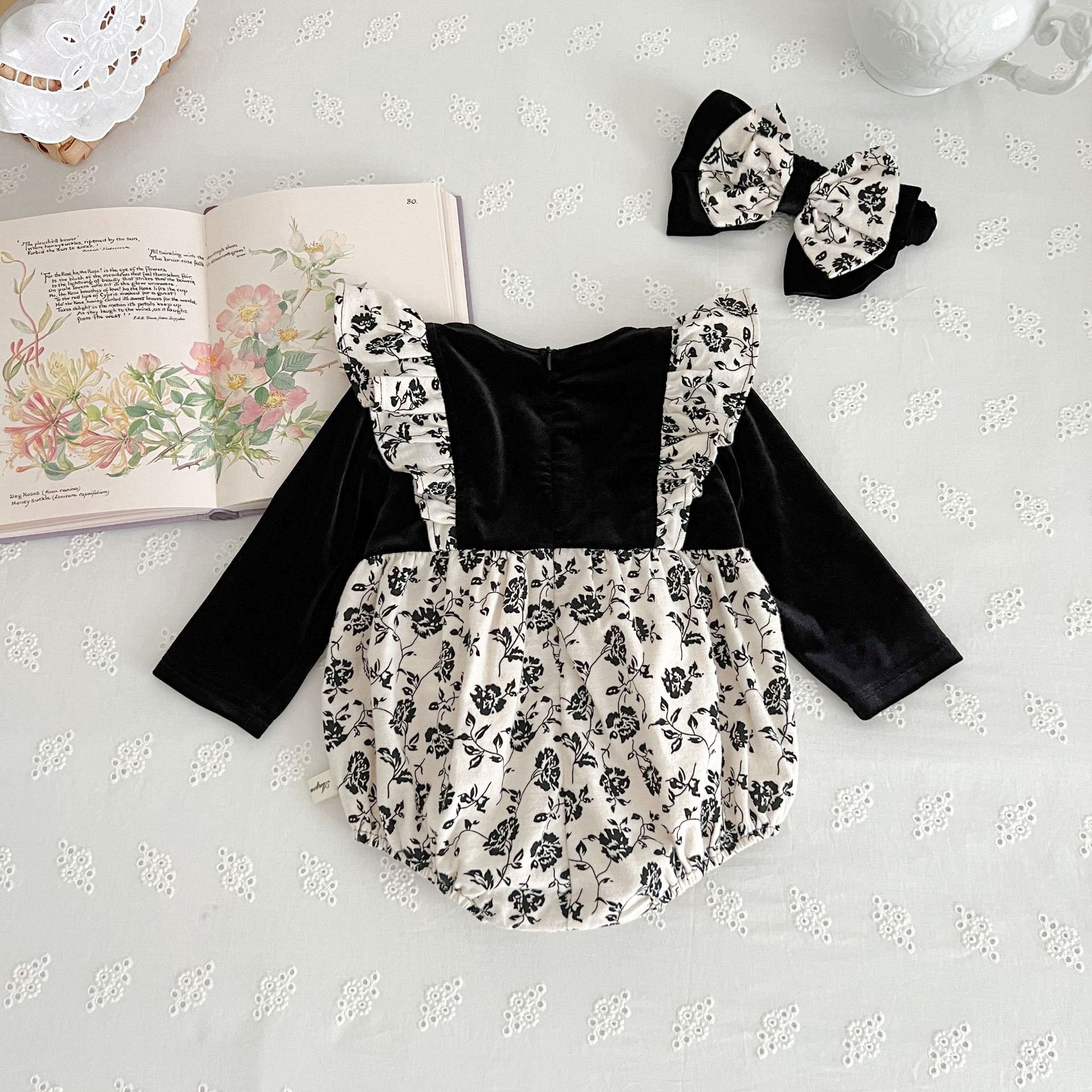 New Product Competitive Price Supply Golden Supplier Cotton Baby Romper Sets With Hair Band For Baby Girls