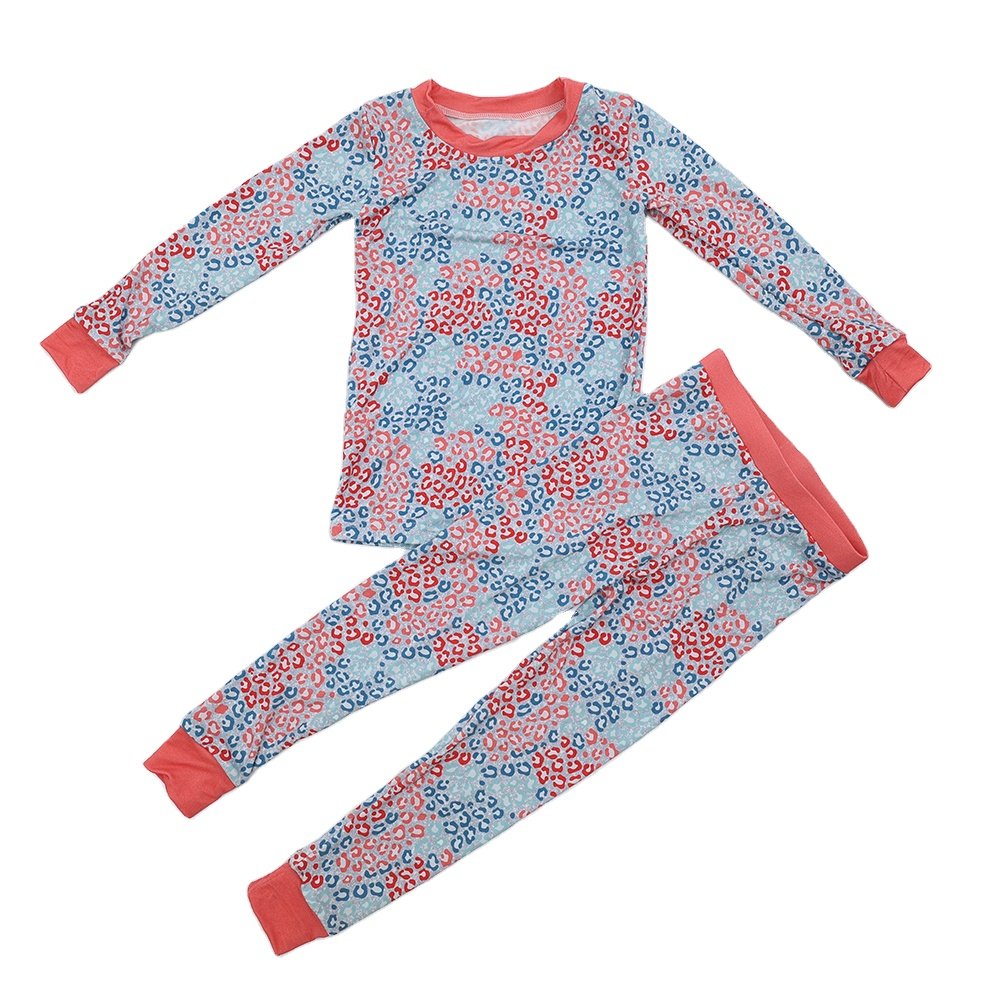 Qingli Oem High Quality Baby Boutique Clothing Long Sleeves Baby Butterfly Printed Pajamas Bamboo Waffle Outfit