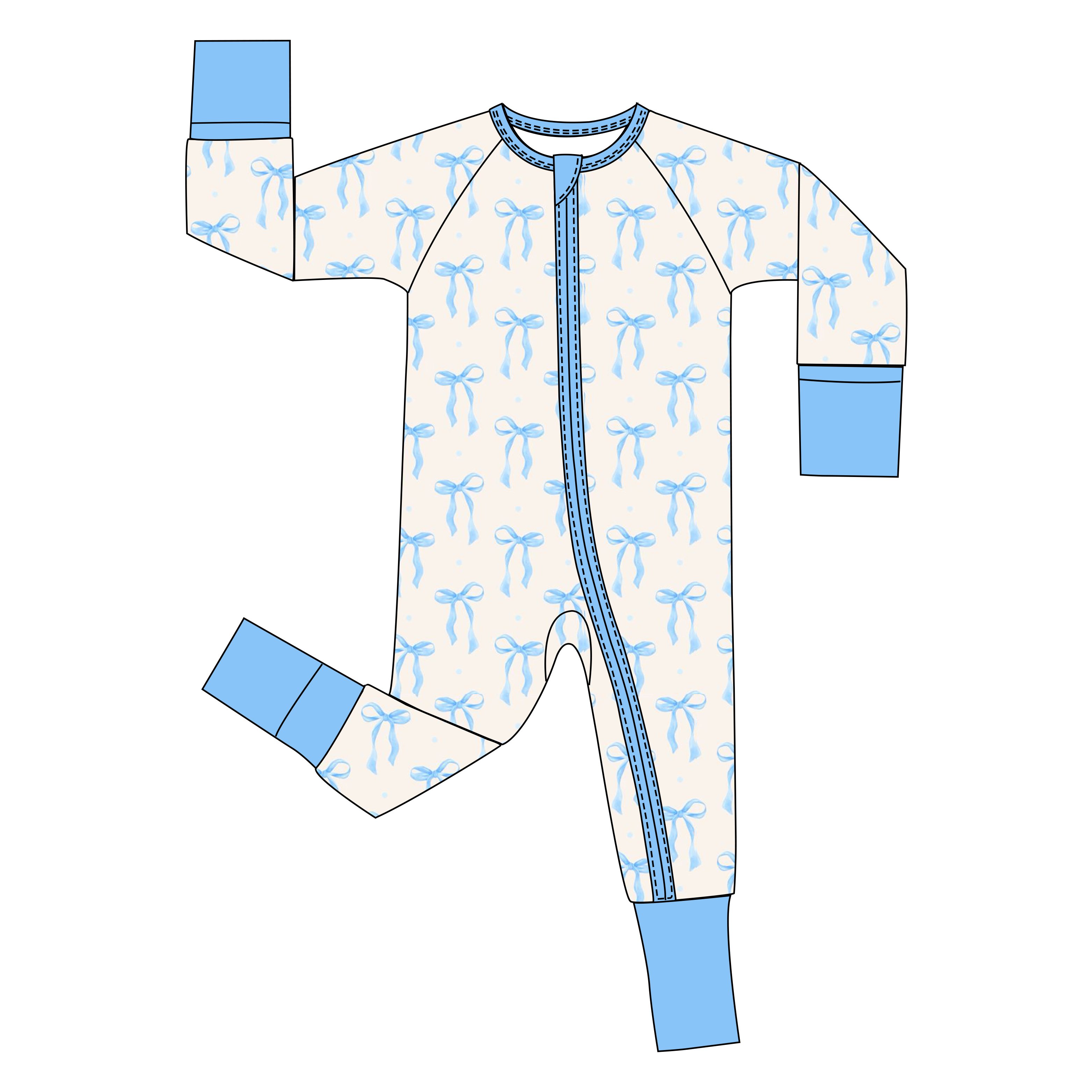 Baby clothing 95%bamboo 5%viscose Custom Printed Folded Cuffs Baby bamboo sleeper long zippy pajamas