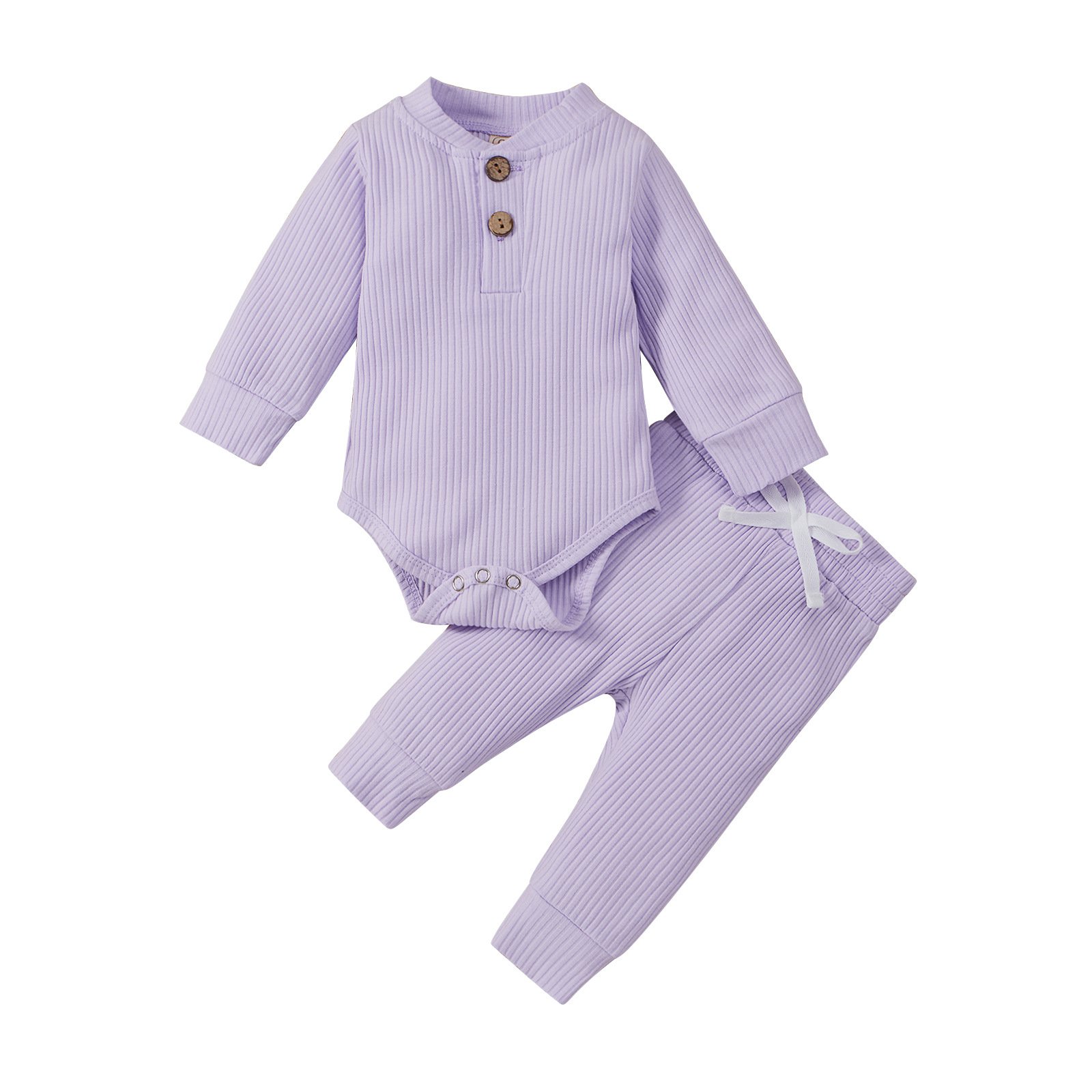 New born baby clothes sets baby outfits two piece solid color baby romper clothes