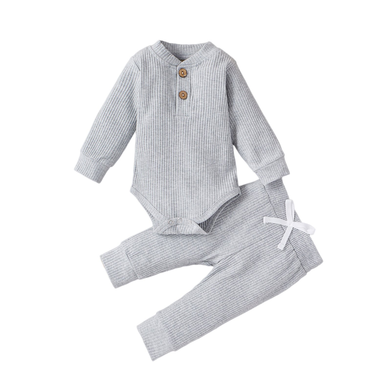 New born baby clothes sets baby outfits two piece solid color baby romper clothes