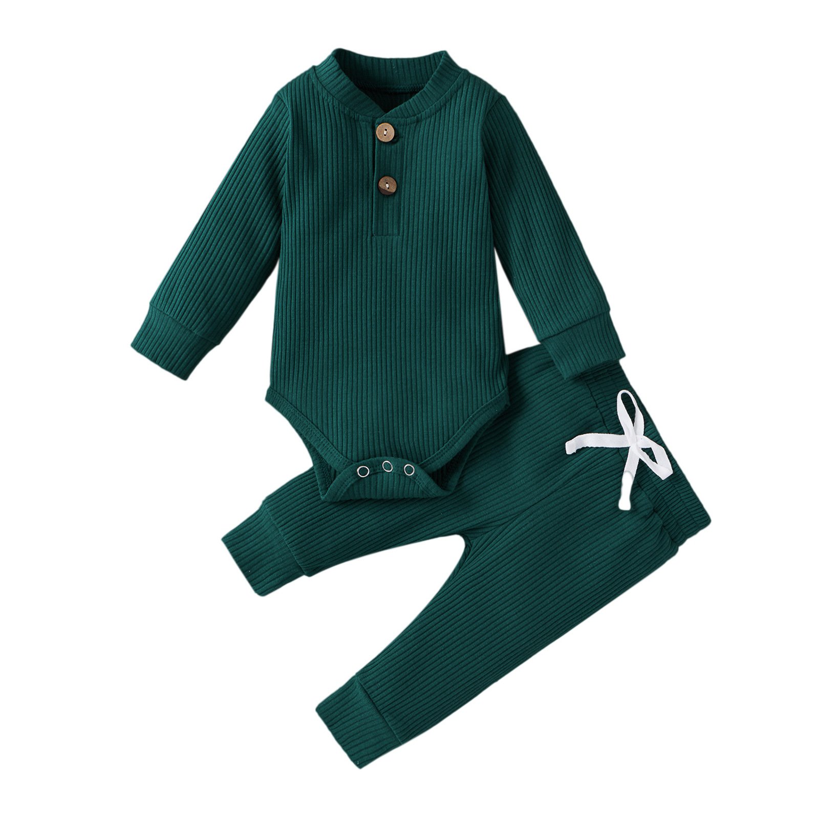 New born baby clothes sets baby outfits two piece solid color baby romper clothes
