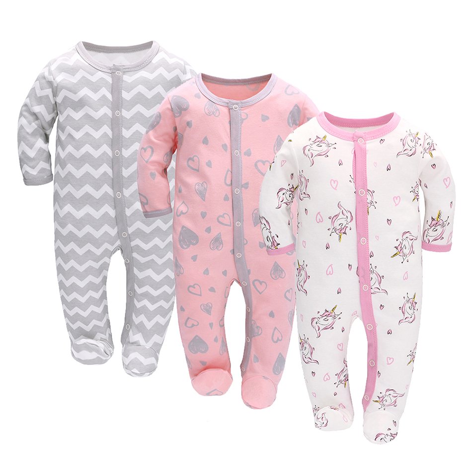 wholesale Baby Pajamas 100% Cotton 3 Pack Toddler Breathable baby Rompers Baby Boy Clothes girls clothing set